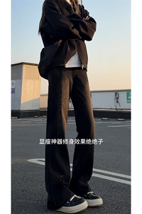美式破洞弯刀牛仔裤男款高腰提档微喇直筒裤cleanfit修身显瘦裤子图片
