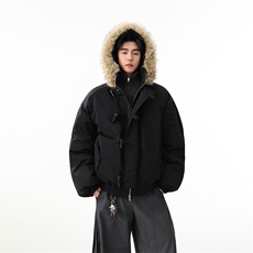 （手塞棉）冬季毛领加厚棉服牛角扣连帽上衣MF002-P130-控239，男装棉衣，星座216(原A116)