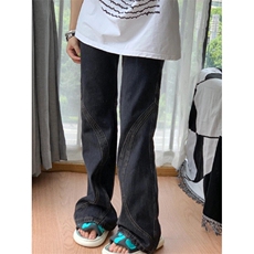 网络图现货街头做旧牛仔裤男春秋直筒运动休闲长裤RDHW1110-P60，男装牛仔裤，星座1005-4