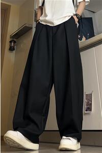 后腰松紧西裤休闲阔腿垂坠感直筒宽松西装裤拖地男女裤子D510/P60图片