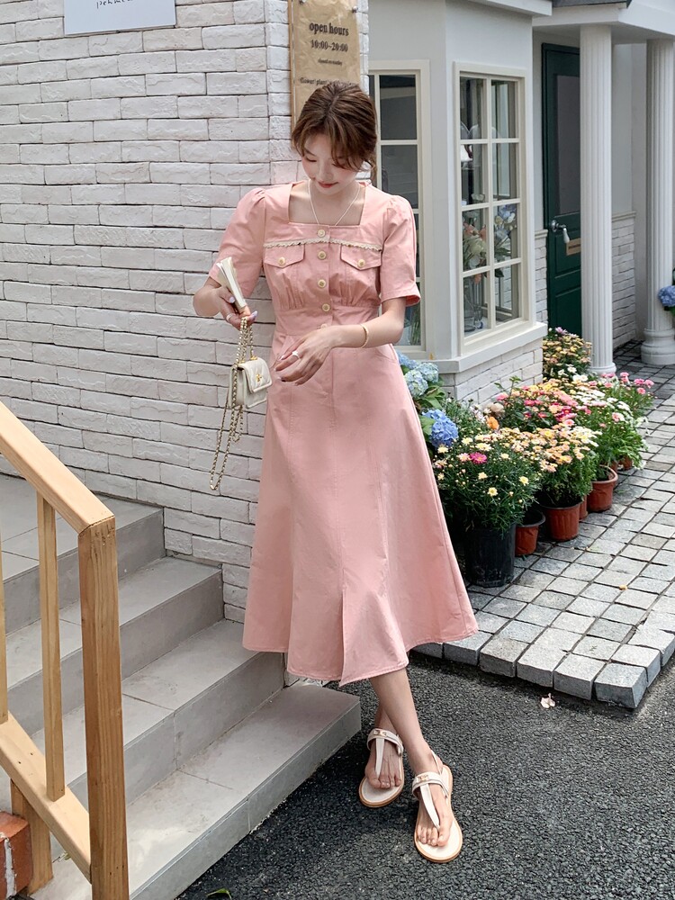 瑞F1D103【现货！】小香风连衣裙,女装连衣裙,素月