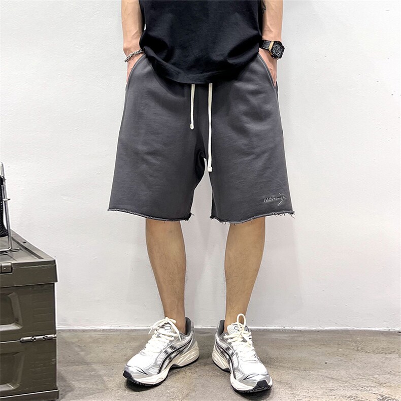 高品质全棉休闲运动短裤高克重男士宽松百搭水洗潮流短裤9325P95，男装牛仔裤，电商B332-1