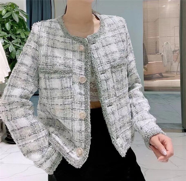 小香风粗花呢编织外套，其它，朗色千秋