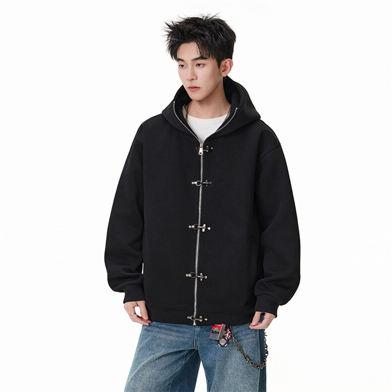 2026春款美式复古Cleanfit飞机扣设计感拉链卫衣AW002-P75-控129,男装卫衣,星座216(原A116)