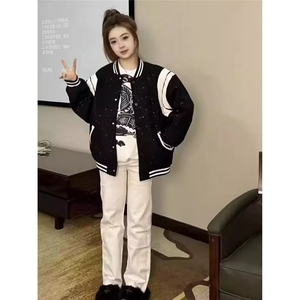 棒球服外套男女春季学院风设计感小众洋气拼接夹克上衣HH525 P67图片