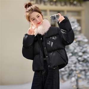 常规新中式G风羽绒服女2025冬新款今年流行独特漂亮短款圣诞红色图片
