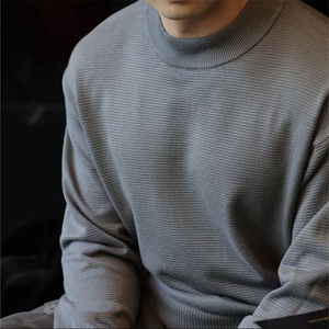 现货横条毛衣男半高领打底衫针织衫 8881-P50图片