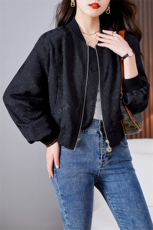 2025春秋新款宽松休闲提花棒球服外套女短款洋气夹克衫高级感上衣，女装短外套，美沁