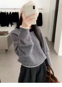 女士秋冬保暖羊毛衫羊毛柔软贴肤纯色休闲图片