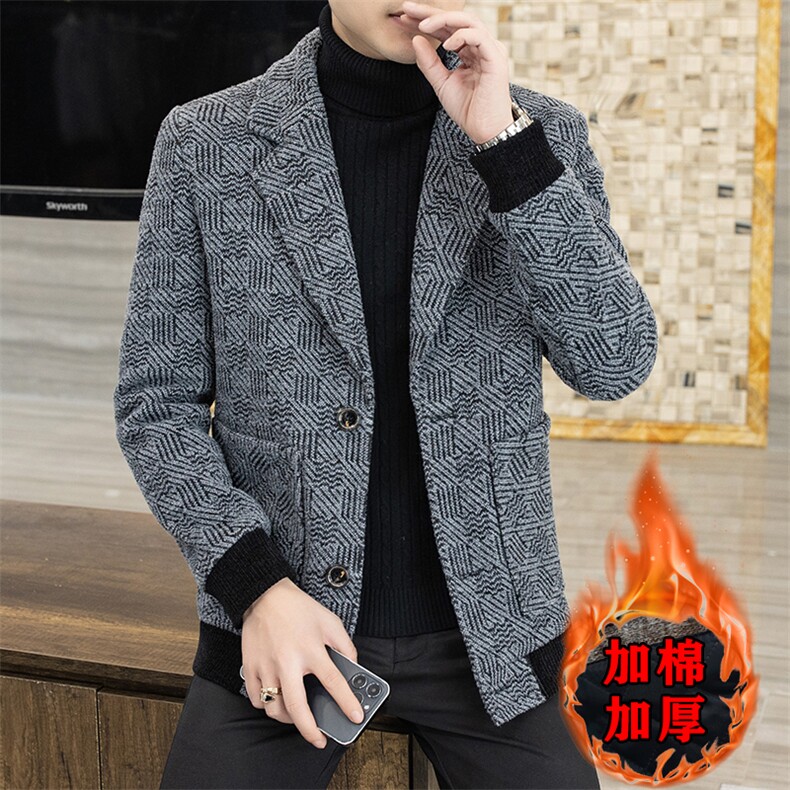 2024冬季新款男士短款西装领加棉加厚修身毛呢外套A39P155控238,男装毛呢大衣,电商B226