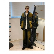 水洗渐变复古蓝秋季新款美式潮牌牛仔衣牛仔裤K2316-P50，男装牛仔裤，星座1109-3