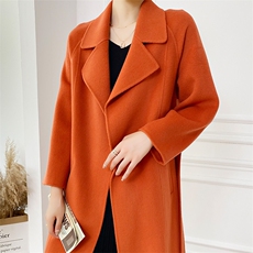 时尚百搭黑色羊毛大衣女秋冬季新款长款修身显瘦外套，女装双面呢大衣，赛欧妮