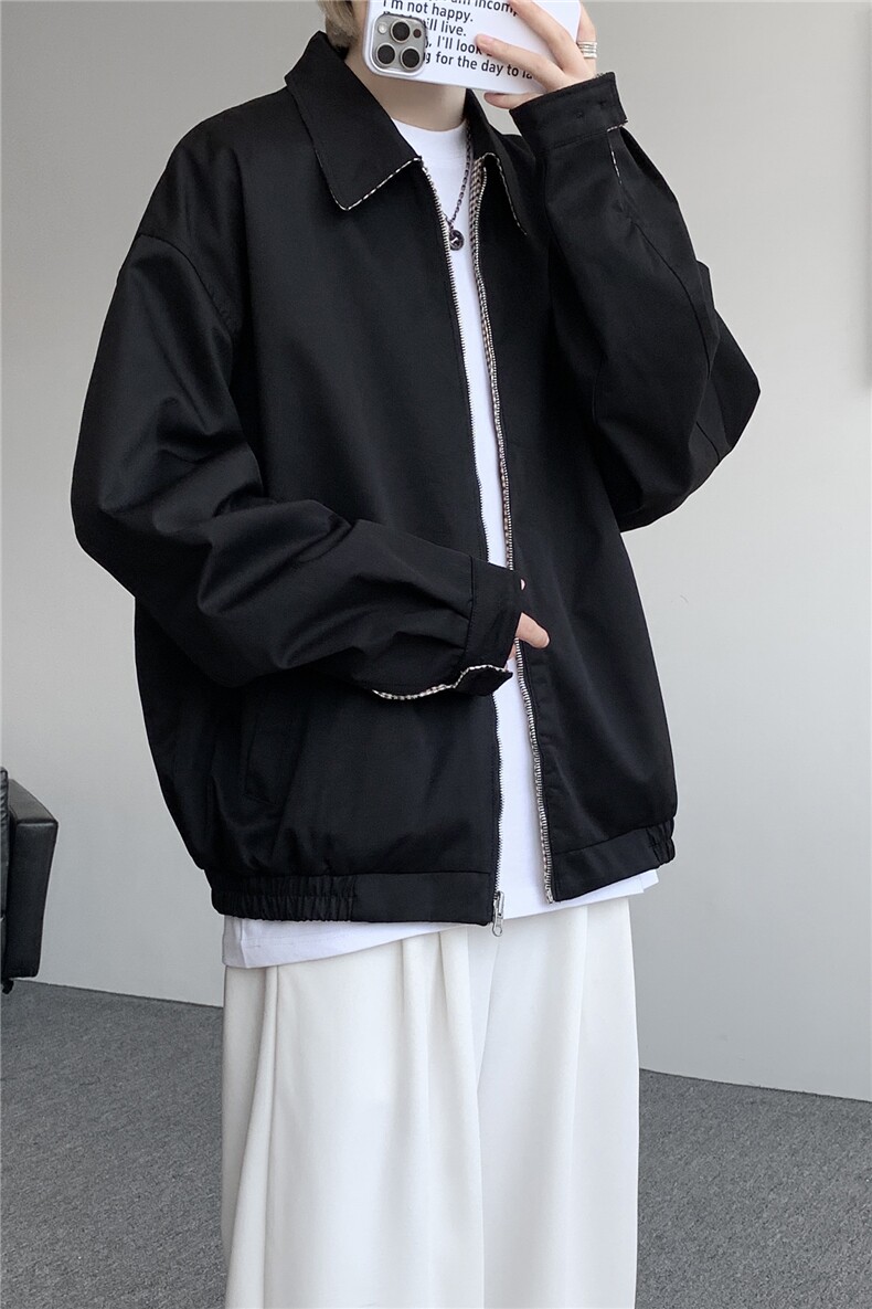 复古千鸟格哈灵顿双面穿拉链飞行夹克男短款两穿外套男JK1326P98,男装夹克,电商D206-1