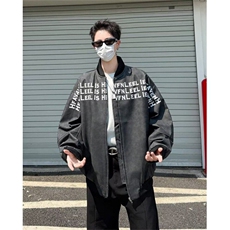2025美式高街立领男女春潮牌字母印花百搭拉链夹克外套W6545-P65，男装夹克，星座412-2
