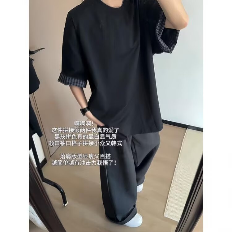 重磅纯棉美式水洗做旧短袖T恤男女学生宽松潮流5分半袖高街潮,男装T恤,星座1210-1