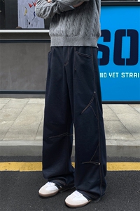 350g重磅美式辑明线解构宽松显瘦仿牛仔裤男K24117-特P58控108图片