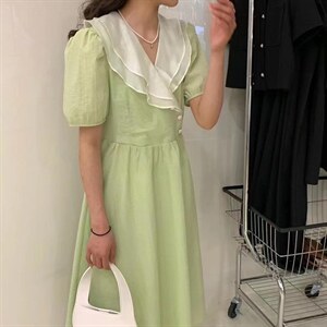 IMIZ｜NEW 韩系荷叶边连衣裙图片