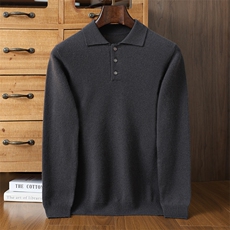 2025年秋季新款百搭男士平面商务polo衫，男装针织衫/毛衣，榆莲羊绒