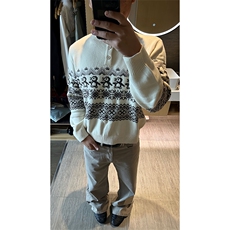 重磅秋冬装北极绒套头毛衣美式复古休闲慵懒风提花工艺针织衫外套，男装针织衫/毛衣，电商A486-1