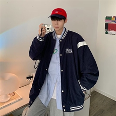 棒球服男春秋新款ins外套灯芯绒韩版潮流刺绣拼色外套JK06680-P58，男装夹克，星座308B-1