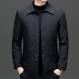 高端商务翻领棉服男2026秋季新款爸爸装棉衣休闲秋装轻薄棉袄外套图片