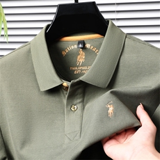 纯棉男士长袖t恤中年翻领秋衣男款体恤新款宽松大码polo衫男，男装Polo衫，电商B212（原钱塘6029）