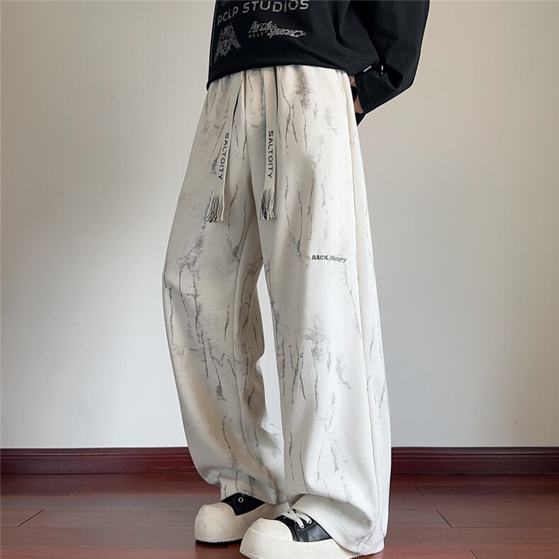 X416B-1-KL3223-特批30限68工装扎染美式阔腿男垂感潮牌休闲卫裤,男装休闲裤,星座416B-1