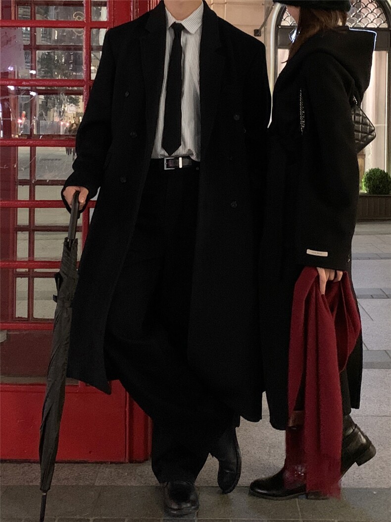 秋冬季新款毛呢大衣男中长款过膝高级感呢子风衣外套韩版宽松潮流,男装风衣,星座710