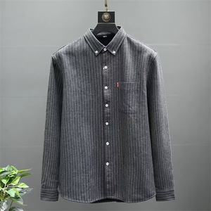 条纹衬衫男长袖衬衣男士外套韩版潮流宽松竖条纹衣服LS9521 P25图片