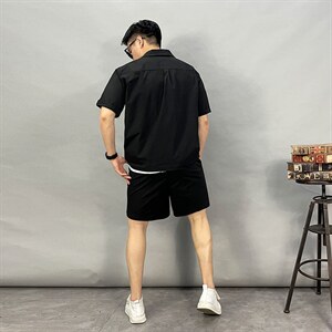 2183-p125 2025夏季高档新款宽松休闲纯色短袖T恤短裤高品质套装图片
