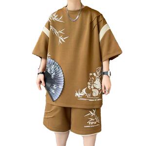 84350-特P50新中式套装男潮短袖T恤搭配一套青少年短裤两件套图片