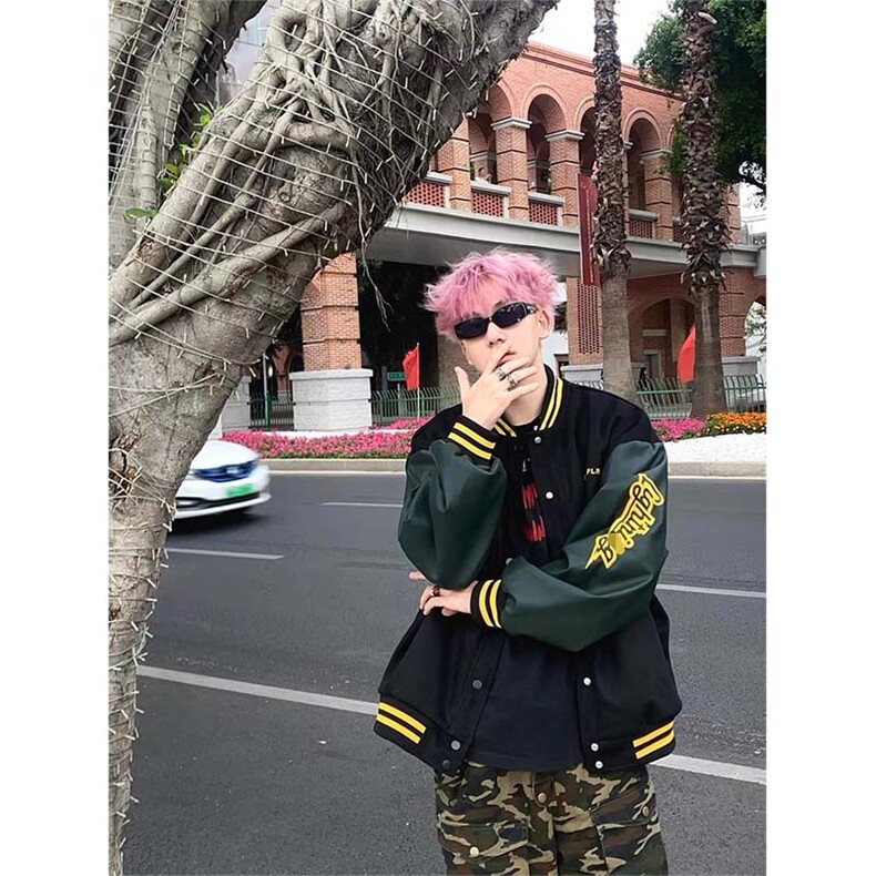 双层全刺绣麂皮绒美式复古棒球服男夹克情侣高街hiphop外套潮JK85,男装夹克,星座310B-1