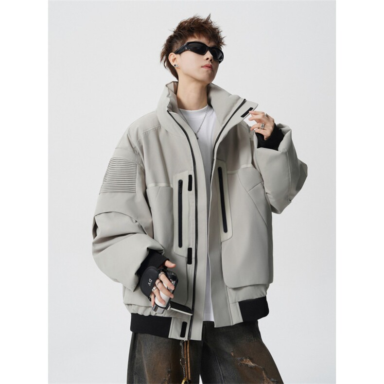 706-LK8662-P168现货冬季老钱风廓形工装冲锋衣棉服男防风外套，男装夹克，星座706