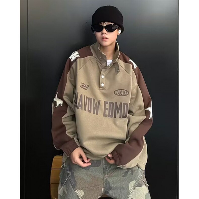 立领卫衣男春秋季新款美式宽松上衣服大码休闲套头外套TD846,女装短外套,星座1116A（原606A-3）