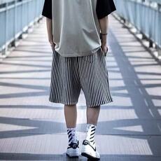 网络图现货黑白条纹宽松休闲五分裤男RAD11-P45，男装牛仔裤，星座1005-4