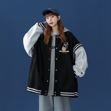 中性风2023秋季新款奶茶图案印花情侣棒球服夹克G552p75控98，男装夹克，A247A