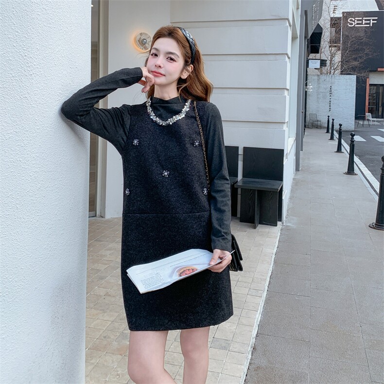 【春装现货】针织打底上衣+圆领亮片连衣裙2D148-2618-P185-K275,女装套装/套裙,2D148