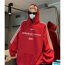 抖音得物供货提供视频秋冬重磅美式宽松织带连帽卫衣04231，男装卫衣，电商A486