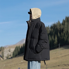 冬季青少年连帽假两件外套加绒加厚休闲简约棉衣棉服5303-P85，男装棉衣，电商B306