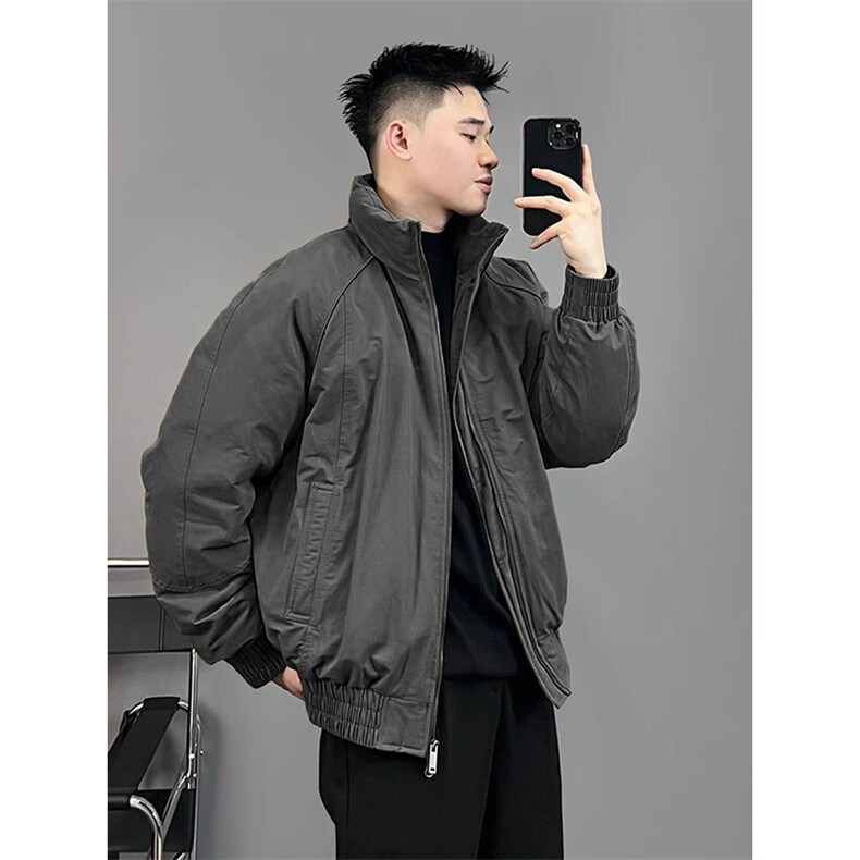 现货美式高街休闲夹克冬季三防立领纯色户外工装加厚棉服外套,男装夹克,电商A486