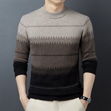 2023年新款秋季中年商务休闲全羊毛男装毛衣圆领针织衫上衣服，男装针织衫/毛衣，电商B212（原钱塘6029）