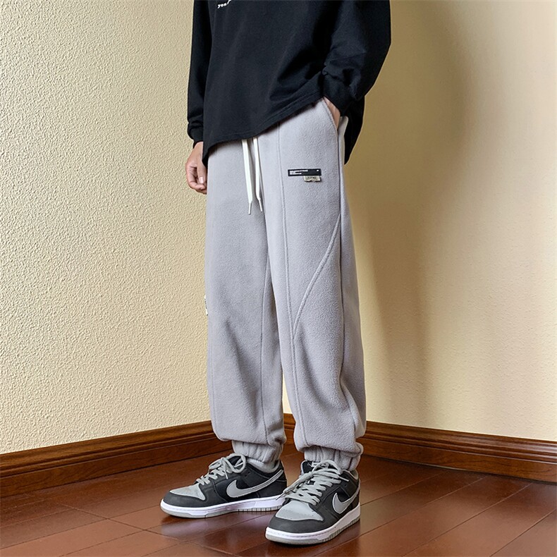 2024冬季新款木地板加绒加厚束脚休闲裤运动裤K255-P45控78,男装休闲裤,星座914-3