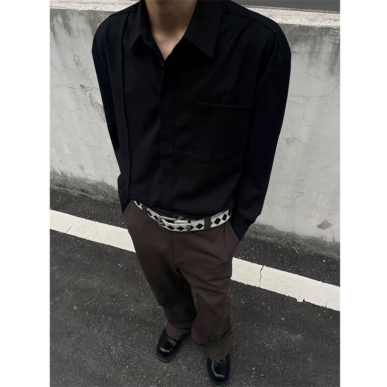 秋季设计感高级休闲白色衬衫男长袖免烫纯色内搭衬衣-C3388-P55,男装衬衫,电商B289