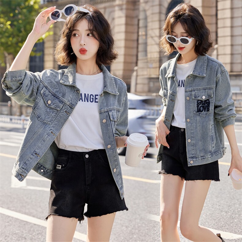 独特别致休闲牛仔外套女装2024春秋季新款欧洲站今年流行夹克上衣，女装牛仔外套，靓星雨