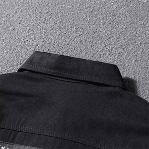 1506-1/JY80411/P44腰果花牛仔外套男上衣男春秋冬潮牌个性印花图片