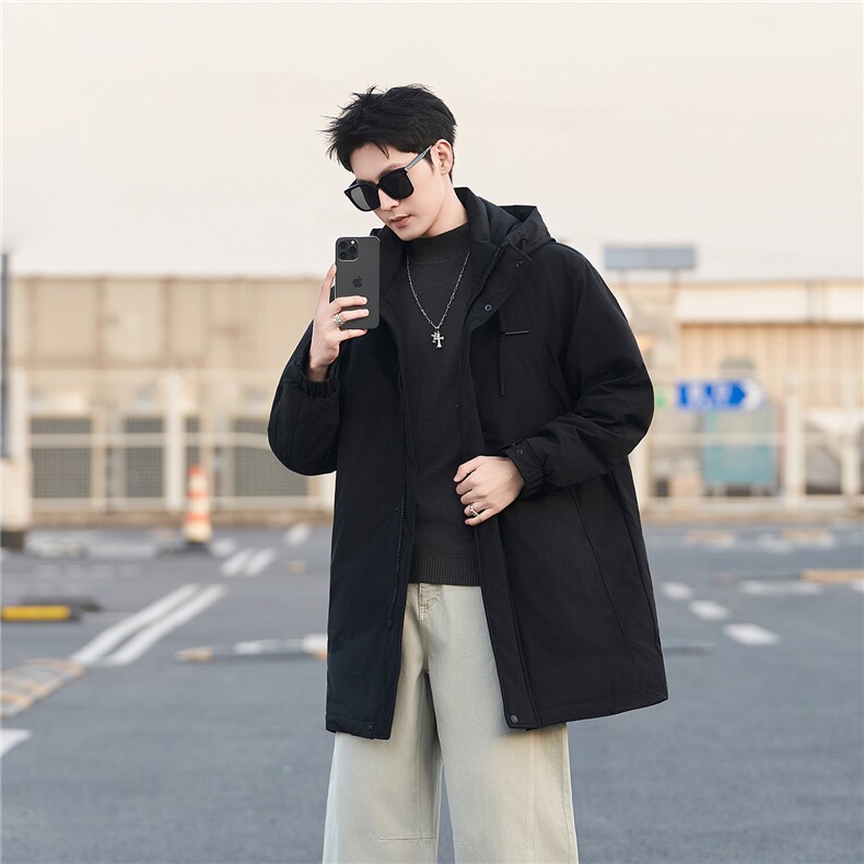 标50绒冬季袄子男士中长款连帽羽绒服保暖外套B338-9919-P275,男装羽绒服,电商B338
