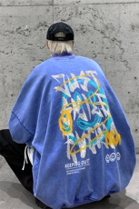 水洗做旧加绒加厚卫衣男23冬高领笑脸印花打底衫XZ514-2-X56-P78，男装T恤，星座514-2(原B239)