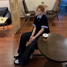 得物抖音高品质二开夏季美式潮牌高街假两件格子衬衣翻领短袖T恤，男装T恤，电商A486