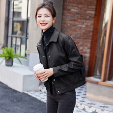 加绒加厚皮衣外套女短款2023冬季新款高级感时尚显瘦pu皮夹克棉服，女装皮衣，江南女神