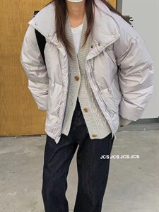 拼接毛羽绒服，女装羽绒服，E品